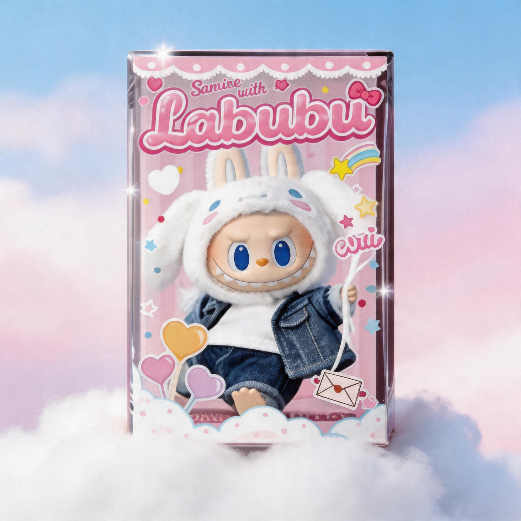 POP MART Labubu x Sanrio Themed Acrylic Display Case, 12x12x19cm