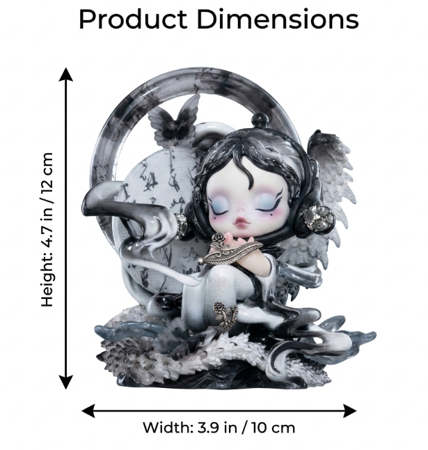 Black & White Ink Wash Skull Panda Custom Figure, Limited Edition