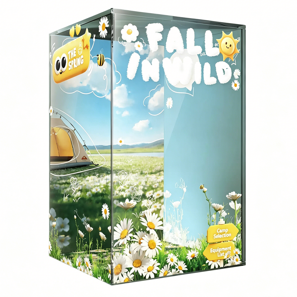 Acrylic Display Case for POP MART Labubu The Monsters, Fall In Wild Themed, 3mm Thick, 12x12x19cm, Dustproof Protective Box