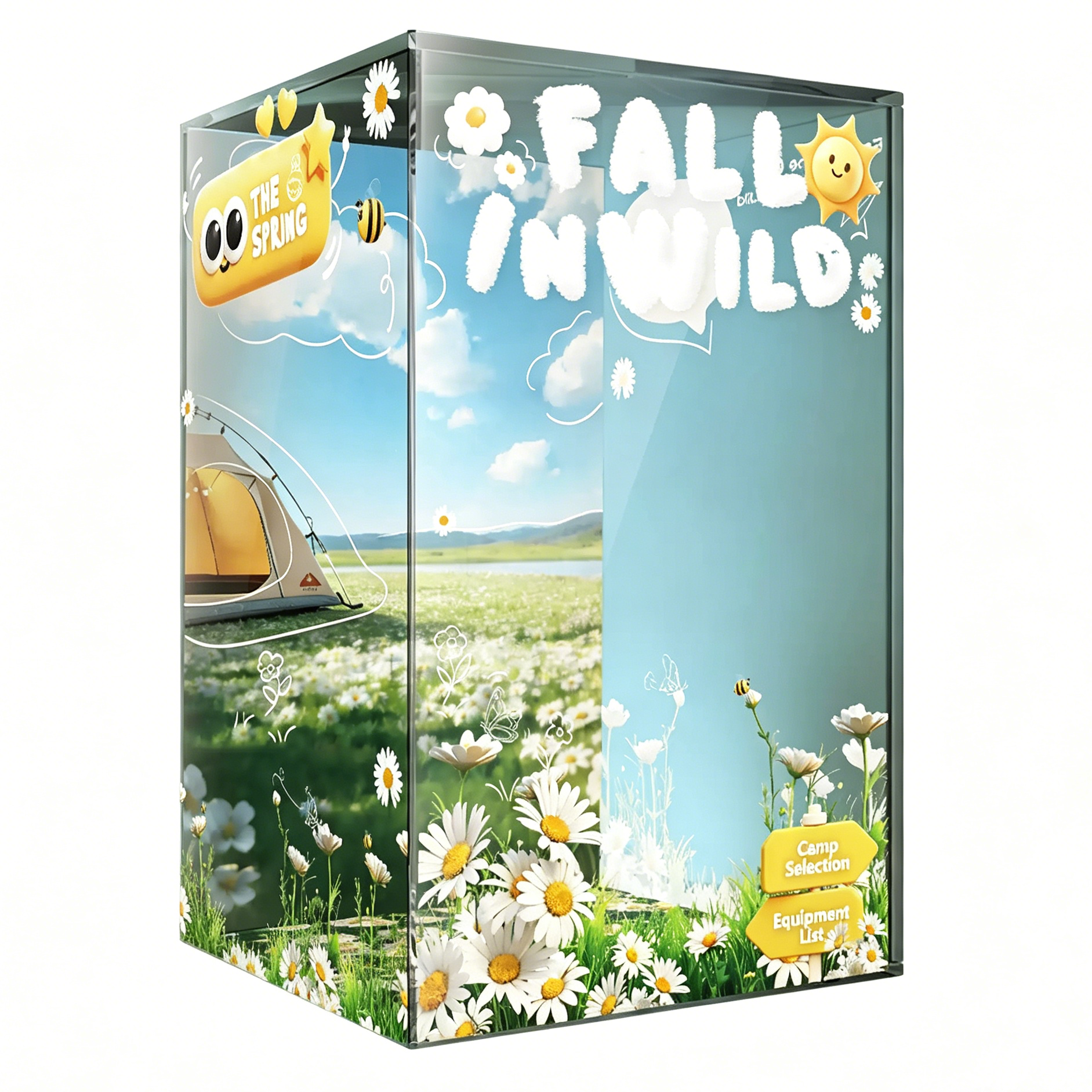 Acrylic Display Case for POP MART Labubu The Monsters, Fall In Wild Themed, 3mm Thick, 12x12x19cm, Dustproof Protective Box