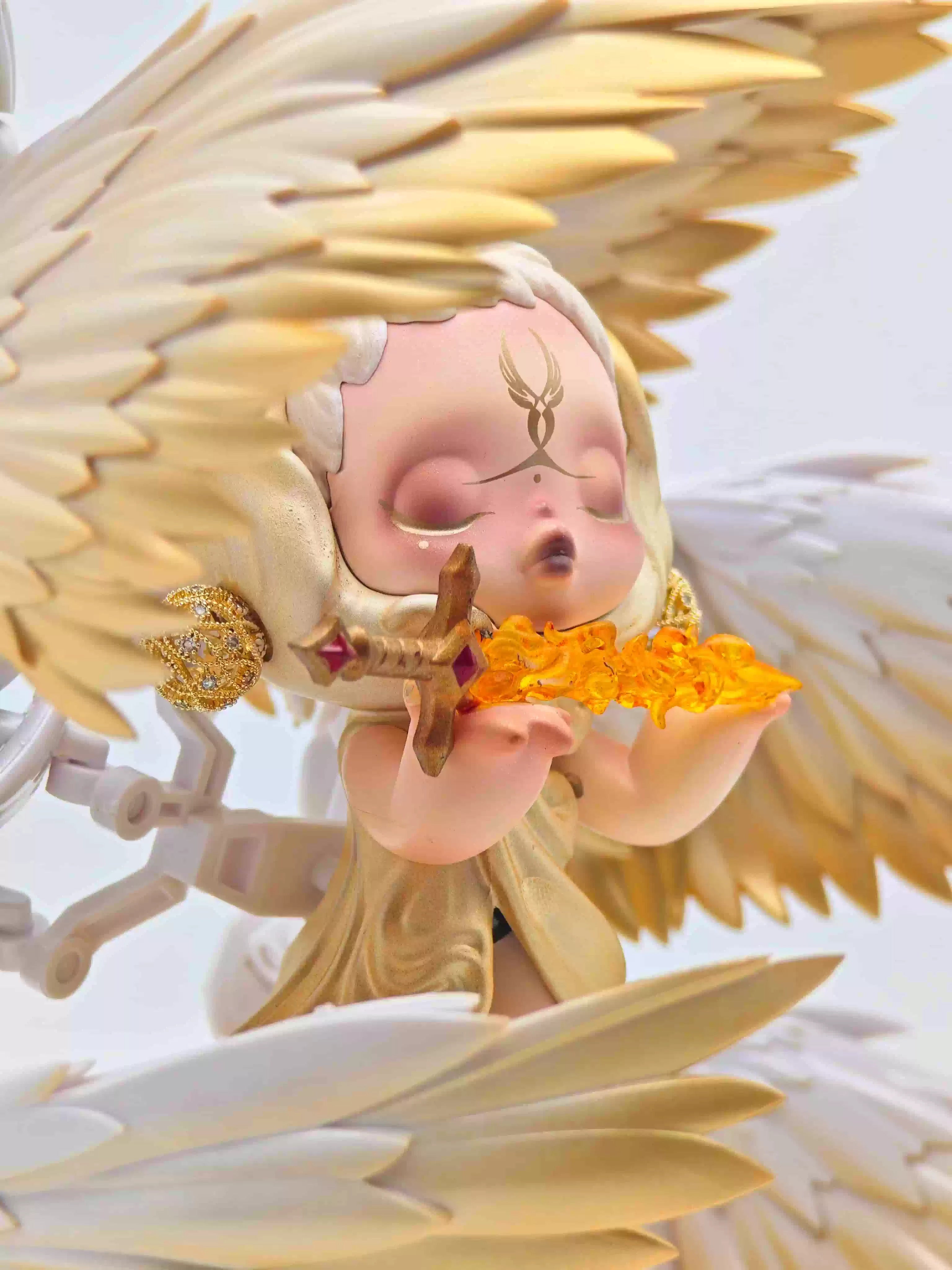 Handmade SKULLPANDA Seraphim Statue | Six-Winged Guardian Custom Figure | POP MART Exclusive