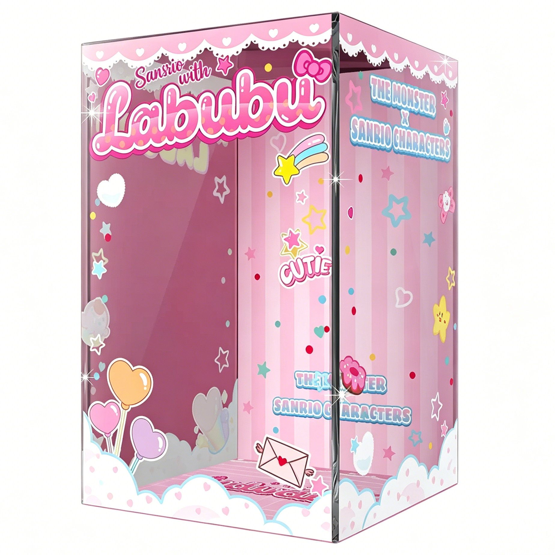 POP MART Labubu x Sanrio Themed Acrylic Display Case, 12x12x19cm