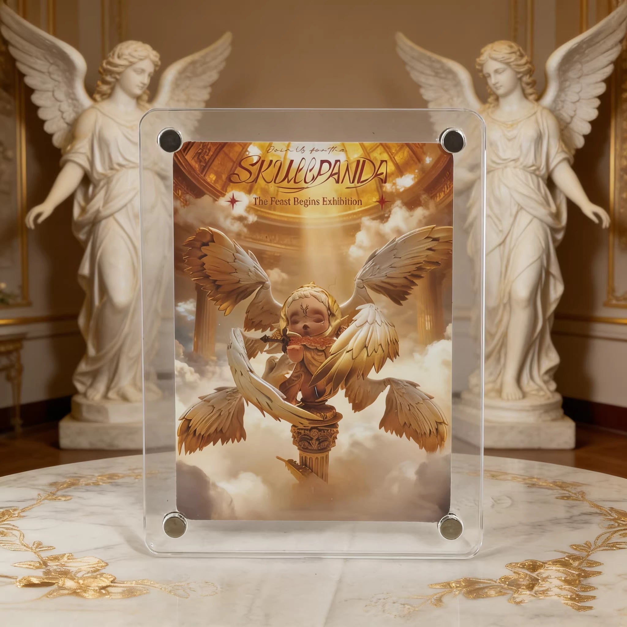 Handmade SKULLPANDA Seraphim Statue | Six-Winged Guardian Custom Figure | POP MART Exclusive