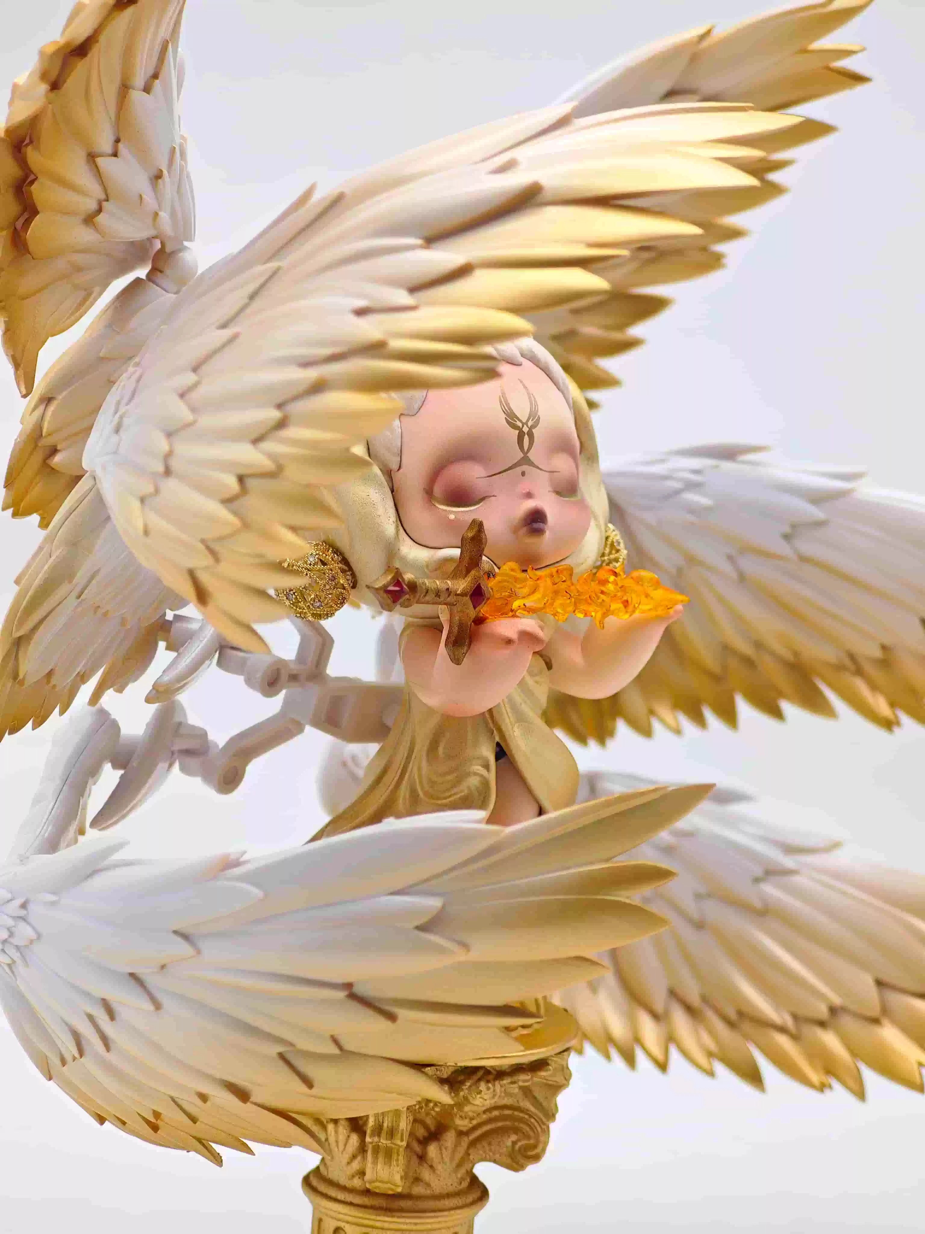 Handmade SKULLPANDA Seraphim Statue | Six-Winged Guardian Custom Figure | POP MART Exclusive