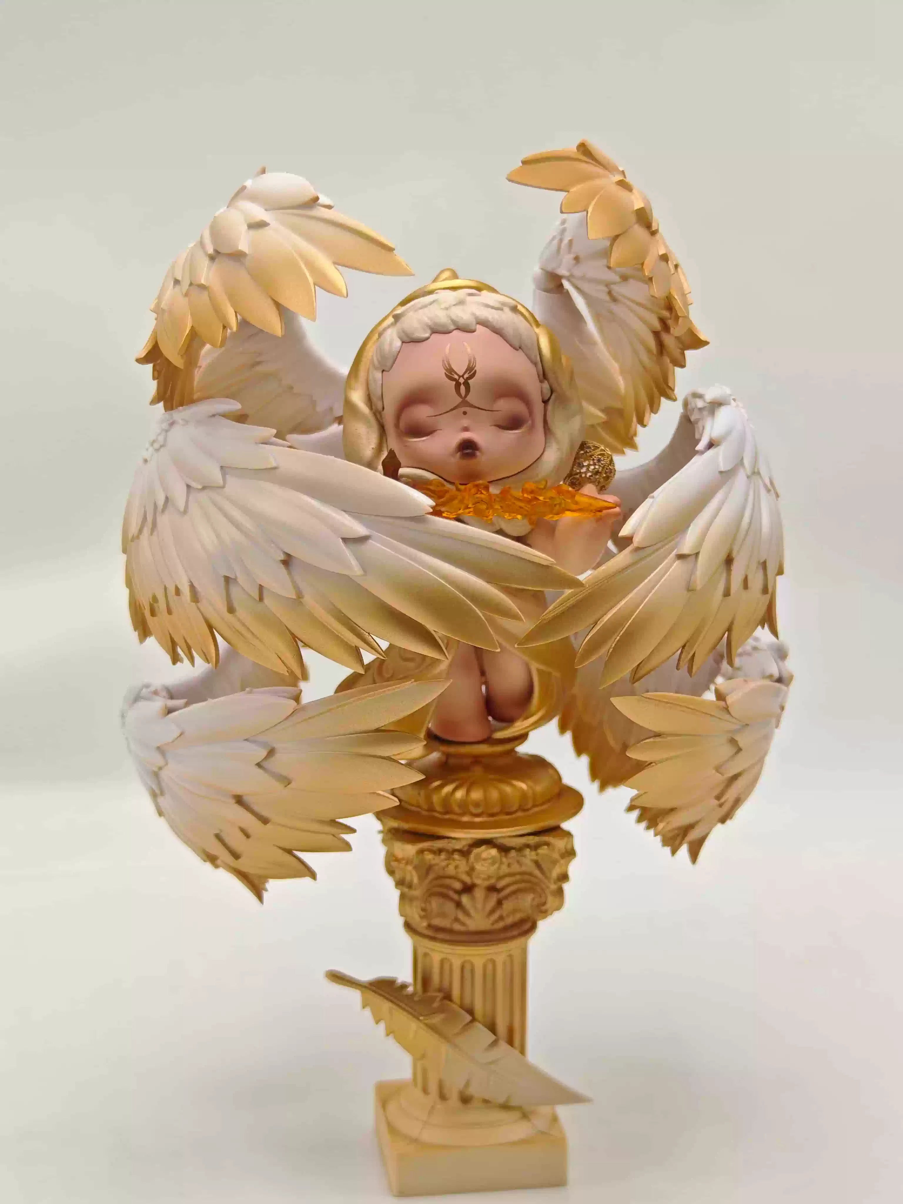 Handmade SKULLPANDA Seraphim Statue | Six-Winged Guardian Custom Figure | POP MART Exclusive
