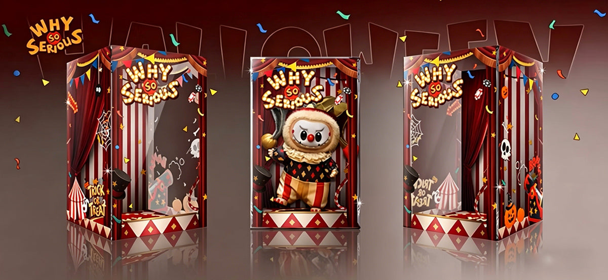 Halloween Circus Labubu Display Case for POP MART Collectibles, 12x12x19cm