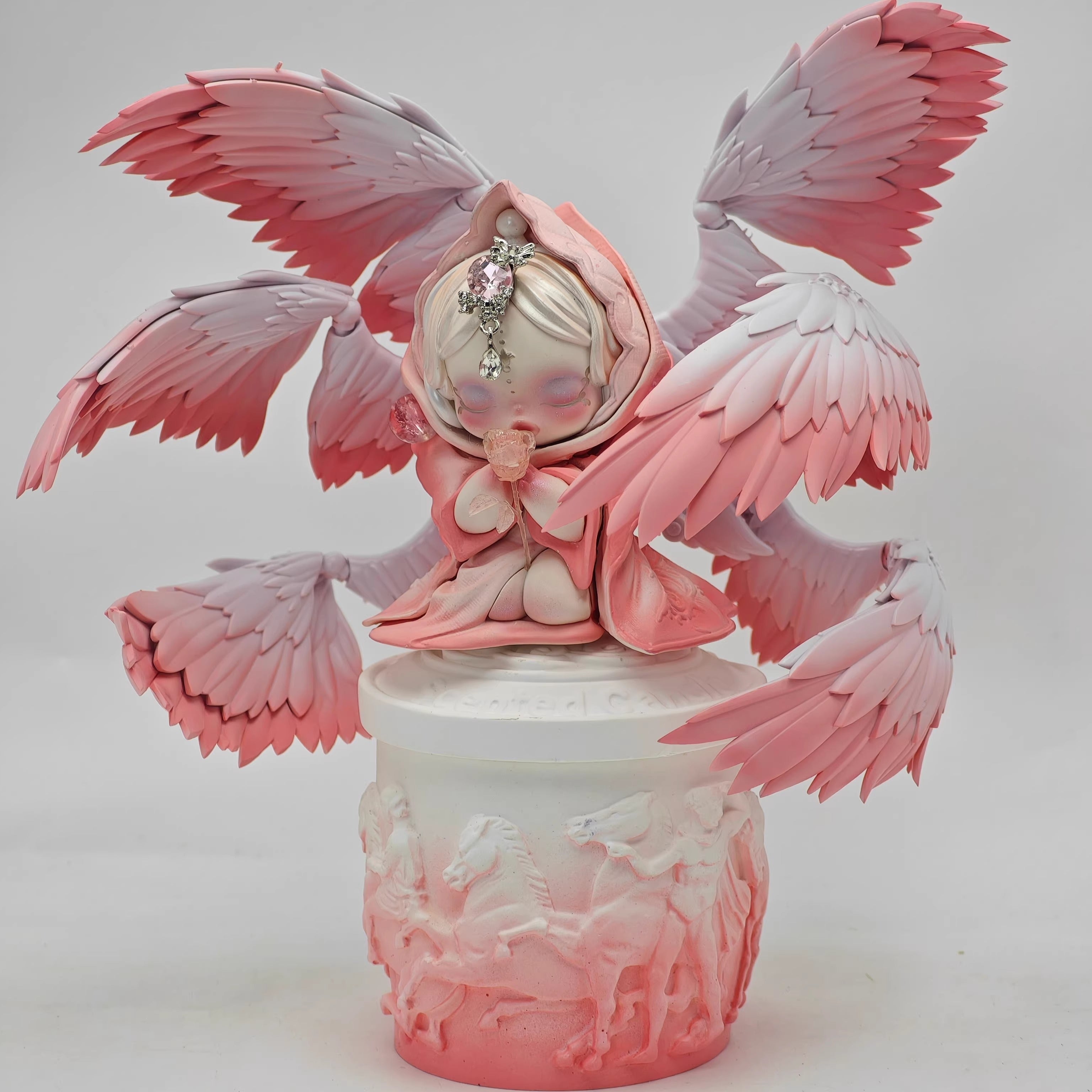 Handmade SKULLPANDA Eternal Love Pink Angel Custom Figure | POP MART Rare Collectible
